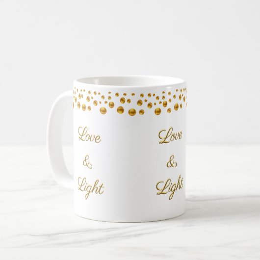 Liebe und leichte Golddots Confetti Kaffeetasse (Vorderseite Links)