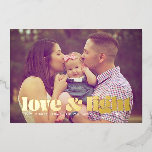 Liebe und leichte Hanukka Folien Feiertagskarte (Vorderseite)