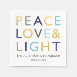 Liebe und leichte Typografie Hanukkah Holiday Gold Serviette