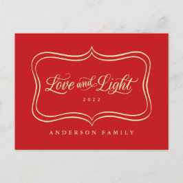 Liebe und leichter klassischer Goldrahmen Feiertagspostkarte