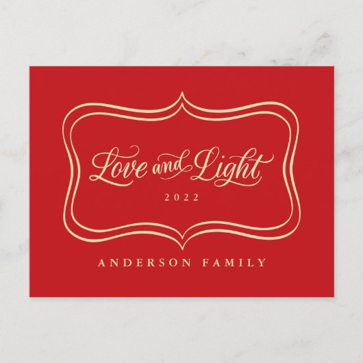 Liebe und leichter klassischer Goldrahmen Feiertagspostkarte (Vorderseite)