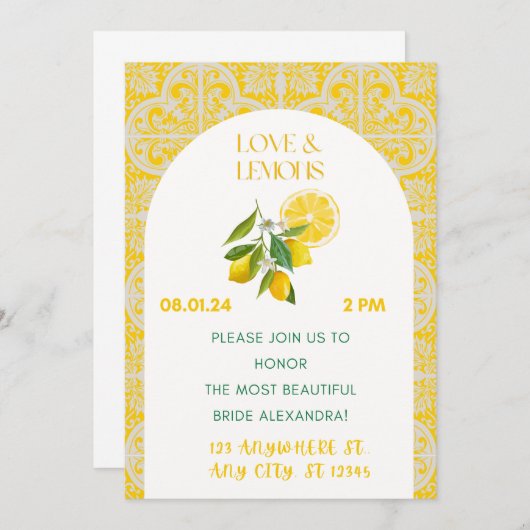 Liebe und Lemons Brautdusche Einladung (Vorne/Hinten)