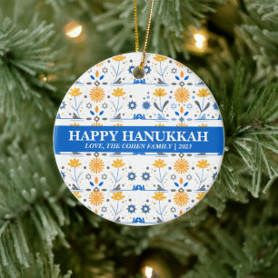 Liebe und Licht   Einfache Elegant Hanukkah Famili Keramik Ornament