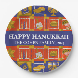 Liebe und Licht   Einfache Elegant Hanukkah Famili Pappteller