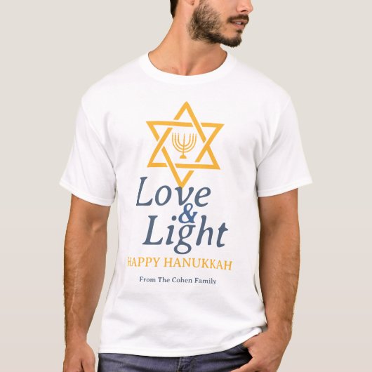 Liebe und Licht | Einfache Hanukkah-Familie T-Shirt (Vorderseite)