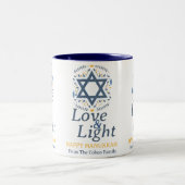 Liebe und Licht | Einfache Hanukkah-Familie Zweifarbige Tasse (Mittel)
