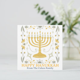 Liebe und Licht | Einfache Happy Hanukkah Familie Feiertagskarte
