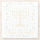Liebe und Licht | Einfache Happy Hanukkah Familie Glasuntersetzer (Rückseite)