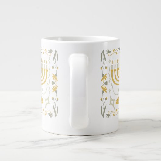 Liebe und Licht | Einfache Happy Hanukkah Familie Jumbo-Tasse (Rückseite)