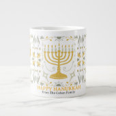 Liebe und Licht | Einfache Happy Hanukkah Familie Jumbo-Tasse (Vorderseite)