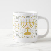 Liebe und Licht | Einfache Happy Hanukkah Familie Jumbo-Tasse (Rechts)