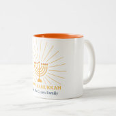 Liebe und Licht | Einfache Happy Hanukkah Familie Zweifarbige Tasse (VorderseiteRechts)