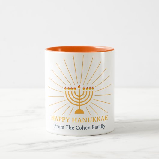 Liebe und Licht | Einfache Happy Hanukkah Familie Zweifarbige Tasse (Mittel)