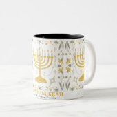 Liebe und Licht | Einfache Happy Hanukkah Familie Zweifarbige Tasse (VorderseiteRechts)