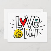 Liebe und Licht, handschriftlich Postkarte (Vorne/Hinten)