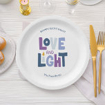 "Liebe und Licht" Hanukkah-Etikett Pappteller<br><div class="desc">"Liebe und Licht" Hanukkah Design.</div>