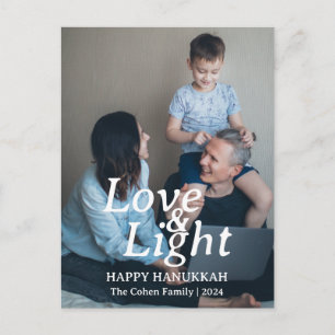 Liebe und Licht   Hanukkah-Familie Ein Foto Feiertagspostkarte