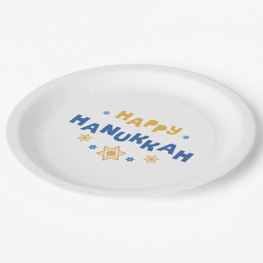 Liebe und Licht "Happy Hanukkah" Pappteller (Schrägansicht)