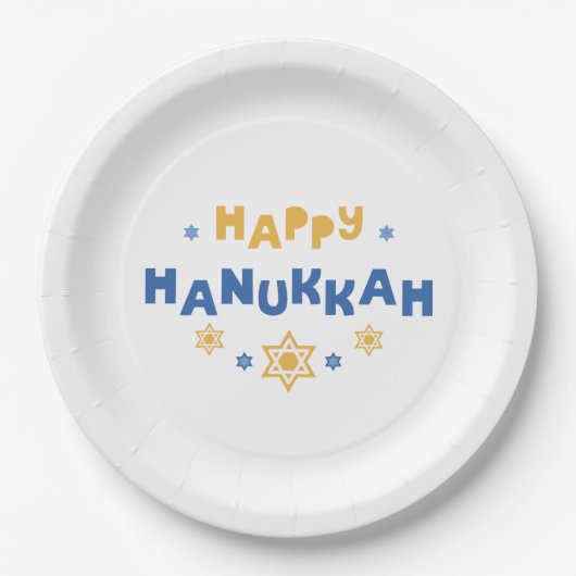 Liebe und Licht "Happy Hanukkah" Pappteller (Vorderseite)