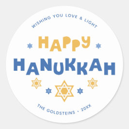 Liebe und Licht "Happy Hanukkah" Runder Aufkleber