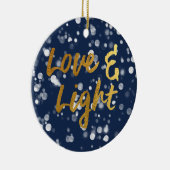 Liebe und Licht | Imitate Foil Lovely Bokeh Hanukk Keramik Ornament (Rechts)