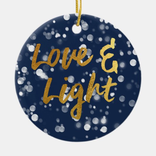 Liebe und Licht | Imitate Foil Lovely Bokeh Hanukk Keramik Ornament (Vorne)