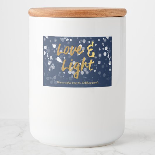 Liebe und Licht | Imitate Foil Lovely Bokeh Hanukk Lebensmitteletikett (Vorderseite)