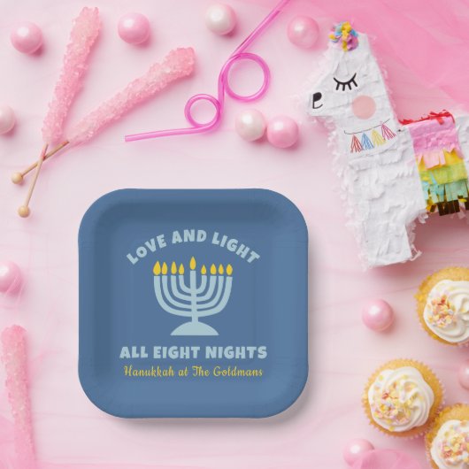 "Liebe und Licht" Jüdische acht Nächte in Hanukkah Pappteller (Party)