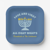 "Liebe und Licht" Jüdische acht Nächte in Hanukkah Pappteller (Vorderseite)