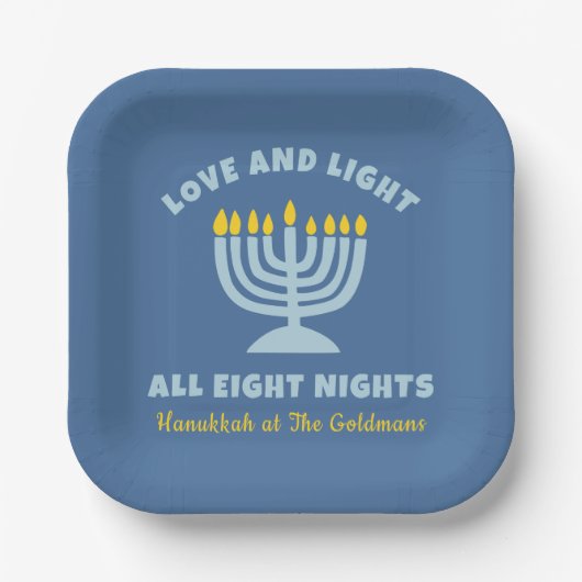 "Liebe und Licht" Jüdische acht Nächte in Hanukkah Pappteller (Vorderseite)