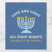 "Liebe und Licht" Jüdische acht Nächte in Hanukkah Weinetikett (Einzelnes Label)