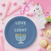 "Liebe und Licht" jüdische Menorah Blue Hanukkah Pappteller (Party)