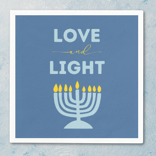 "Liebe und Licht" jüdische Menorah Blue Hanukkah Serviette