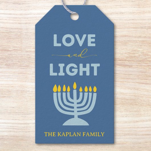 "Liebe und Licht" Menorah Personalisiert Hanukkah Geschenkanhänger