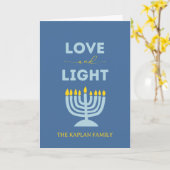 "Liebe und Licht" Menorah Personalisiert Hanukkah Karte (Gelbe Blume)