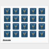 Liebe und Light Blue Gold Hanukkah Menorah Quadratischer Aufkleber (Blatt)