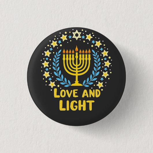 Liebe und Light Menorah Jüdisch Hanukkah Holiday Button (Vorderseite)
