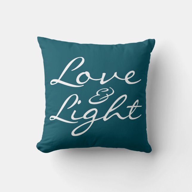 Liebe und Light Script Blue Green Weihnachten Kissen (Vorderseite)