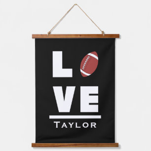 Liebe und Live American Football Sports Fan Wandteppich Mit Holzrahmen
