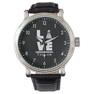Liebe und Live Badminton Sports Fan Individuelle N Armbanduhr