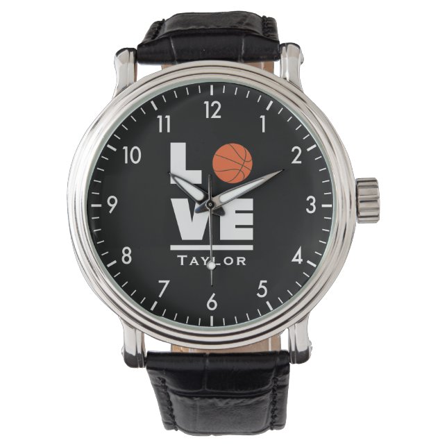 Liebe und Live Basketball Sportfächer Individuelle Armbanduhr (Vorderseite)