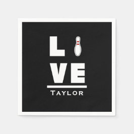 Liebe und Live Tenpin Bowling Bowler Sports Fan Serviette