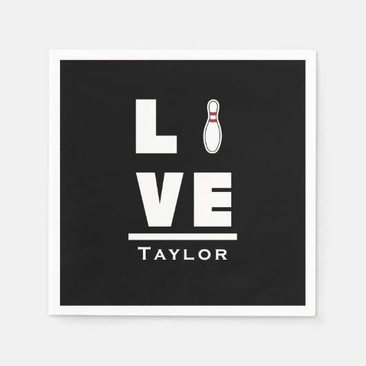 Liebe und Live Tenpin Bowling Bowler Sports Fan Serviette (Vorderseite)