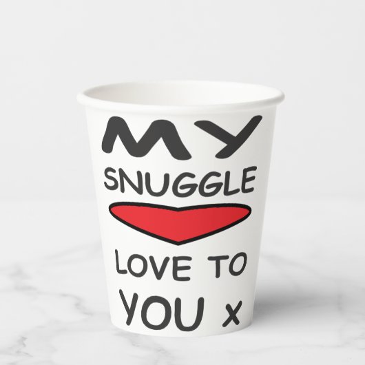 LIEBE- UND LOGO-BOTSCHAFT MIT ABSTACT-BLUME PAPPBECHER (Vorderseite)