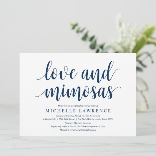 Liebe und Mimosas, Feierlichkeiten zum modernen Br Einladung (Stehend Vorderseite)