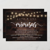 Liebe und Mimosas, rustikale Brautparty-Feier Einladung (Vorne/Hinten)