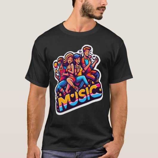 Liebe und Musik Joyful Retro T-Shirt (Vorderseite)