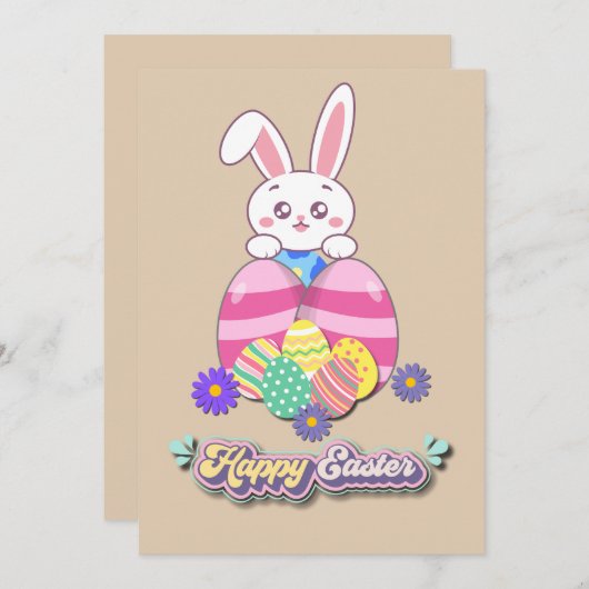 Liebe und Osterhase Einladung (Vorne/Hinten)