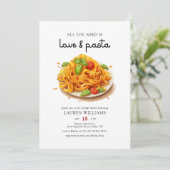 Liebe und Pasta-Brautparty: Aquarell Einladung (Stehend Vorderseite)