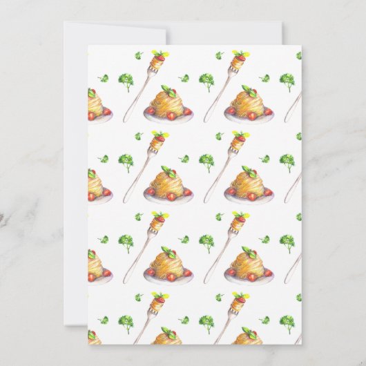 Liebe und Pasta Watercolor Italienisches Brautpart Einladung (Rückseite)